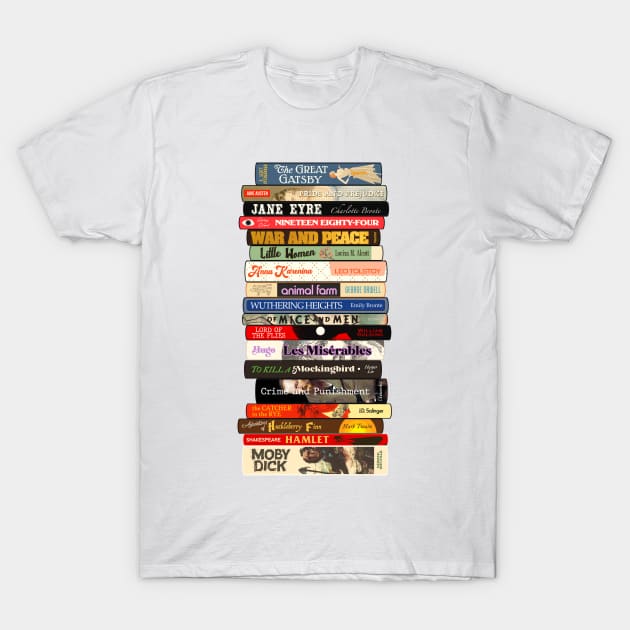 Classic Literature Books Stack T-Shirt by darklordpug